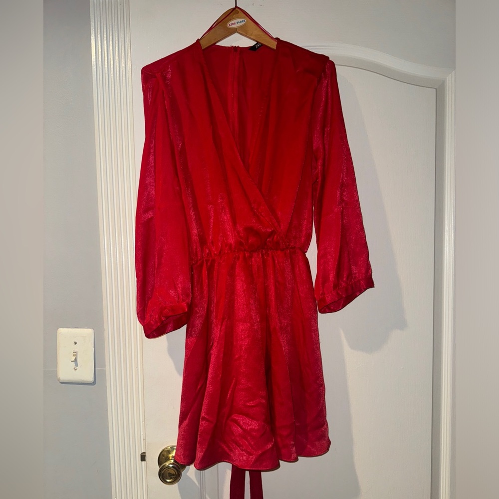 Zara Vibrant Red Satin Romper - Picture 3 of 7
